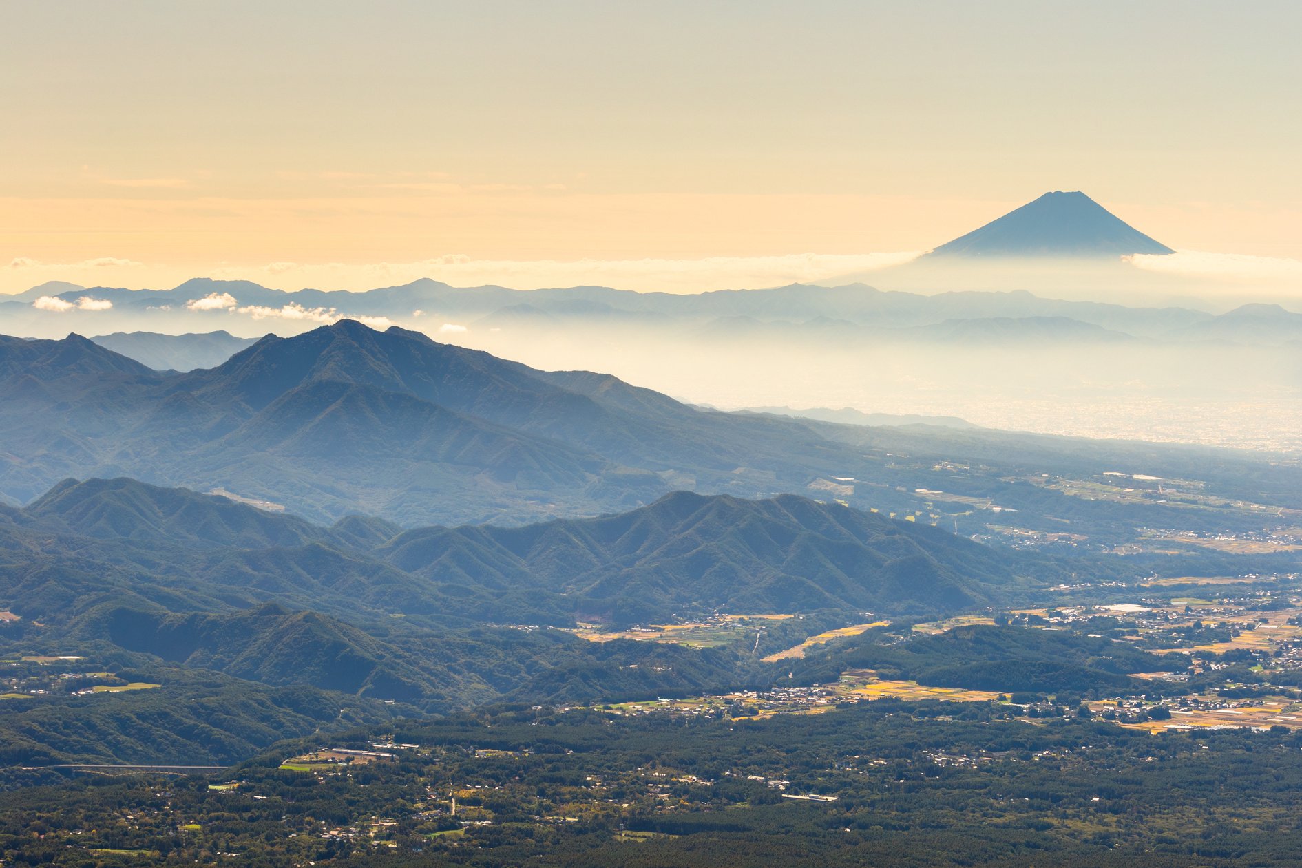 Kofu Basin and Mt. Fuji from Mt. Gongen